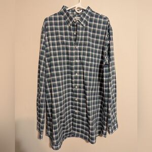 LL Bean Traditional Fit Plaid Green Button Down Shirt